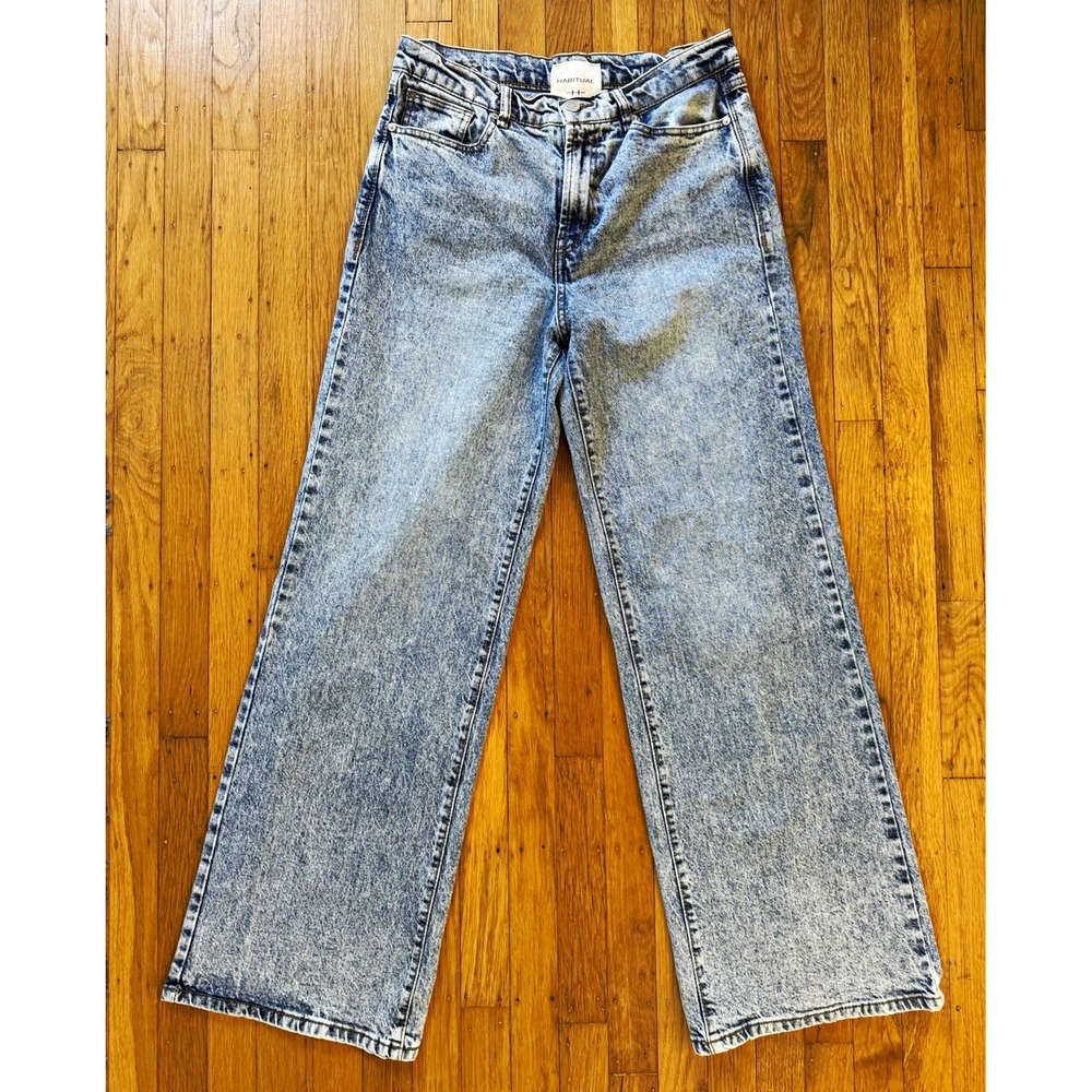Ha Habitual High Rise Wide Leg Jeans Acid Wash Light Blue Denim 80s Size 8